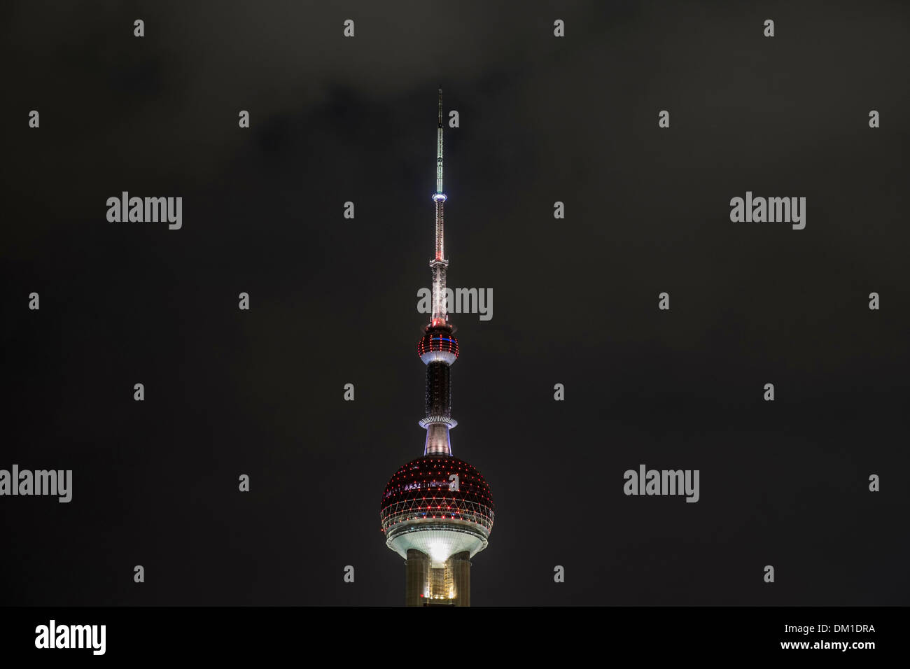 Oriental Pearl Tower at night, Lujiazui, Pudong, Shanghai, China Stock Photo