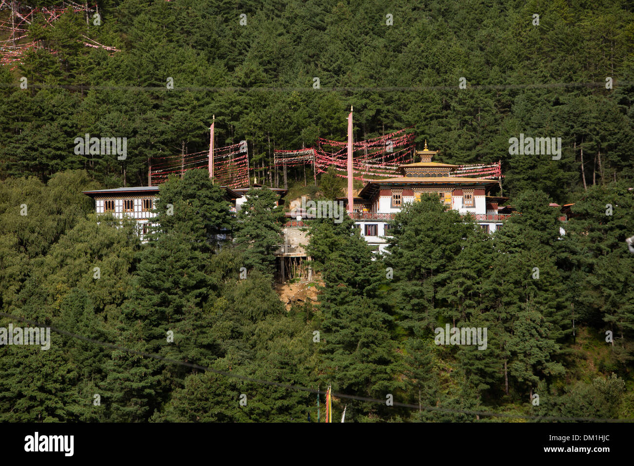 Bhutan, Bumthang Valley, Jakar, Lhodrak Kharchhu Lhakhang Monastery Stock Photo