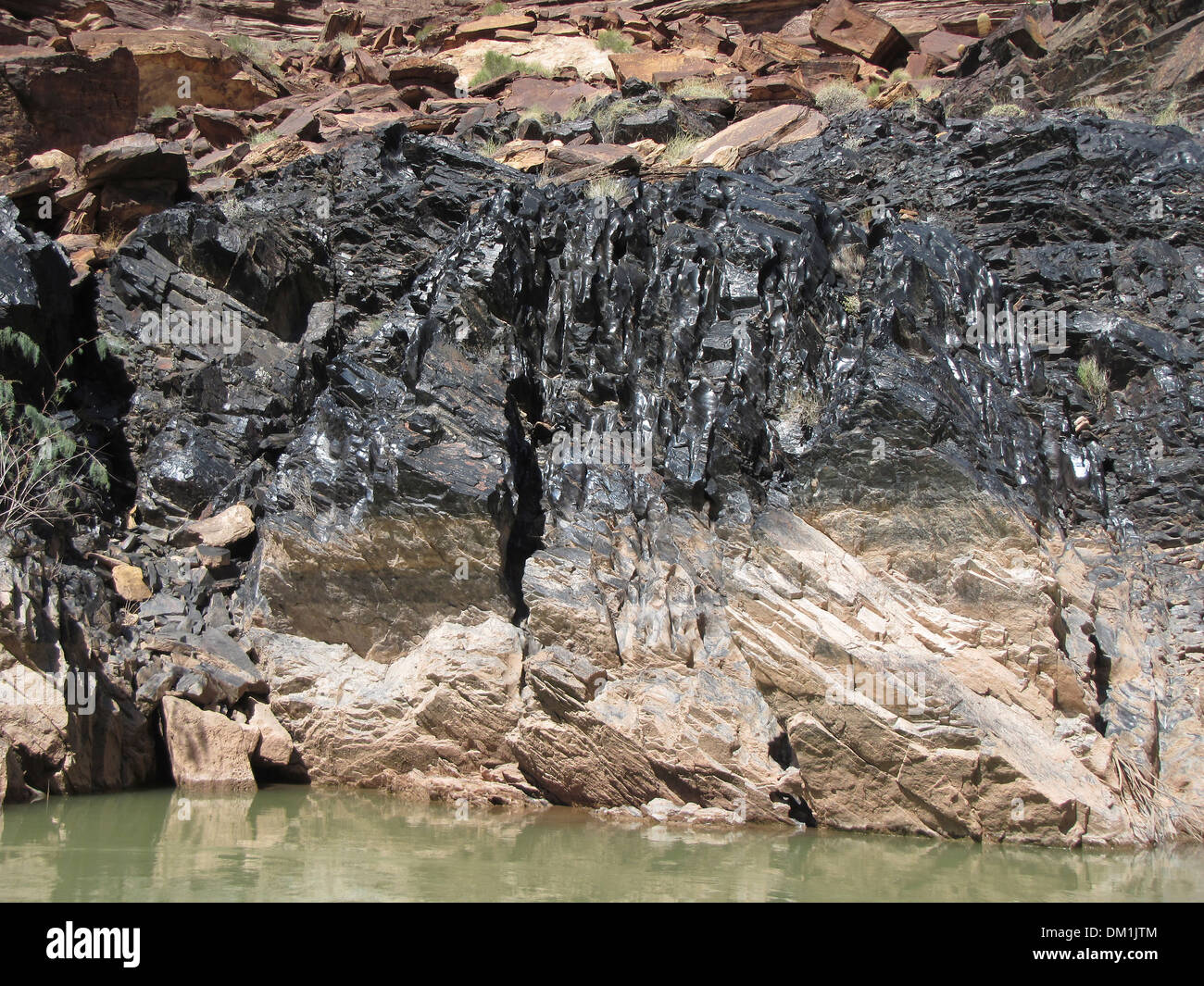 Black Schist Grand Canyon Vishnu Basement Rocks Stock Photo