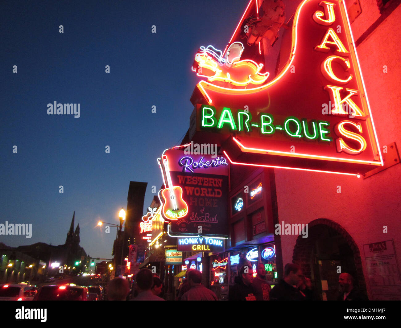 Exterior of Honky Tonk bar named Jack's BarBQue, Nashville TN Stock