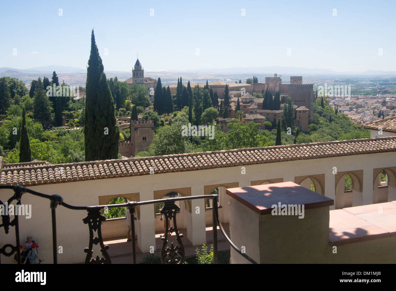 View from the Palacio de Generalife within the Alhambra towards the main fort and palace areas, Granada, Andalucia, Spain Stock Photo