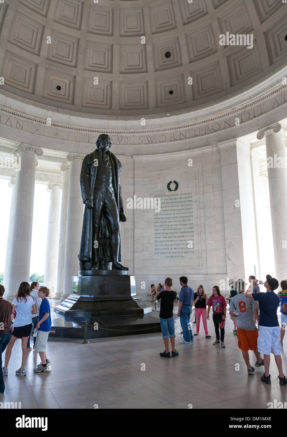 Bronze statue of Thomas Jefferson inside the Jefferson Memorial in Washington, DC Stock Photo