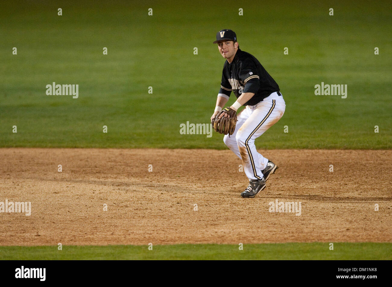 Feb. 26, 2010 - Los Angeles, California, U.S - 26 February 2010: Vanderbilt shortstop Brian Harris (6) fields a grounder against UCLA.  The Vanderbilt Commodores lost to the UCLA Bruins by a score of 9-2  as part of the Inaugural Dodgertown Classic at Steele Field at Jackie Robinson Stadium in Los Angeles, California..Mandatory Credit: Andrew Fielding / Southcreek Global (Credit Im Stock Photo