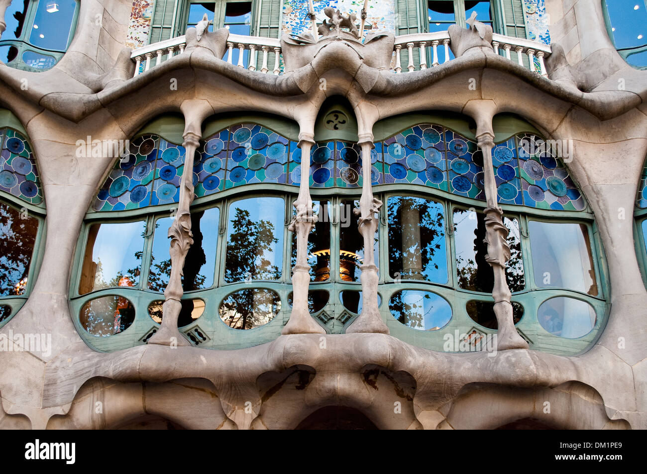 Casa Batllo, Barcelona, Central window, Catalonia, Spain Stock Photo
