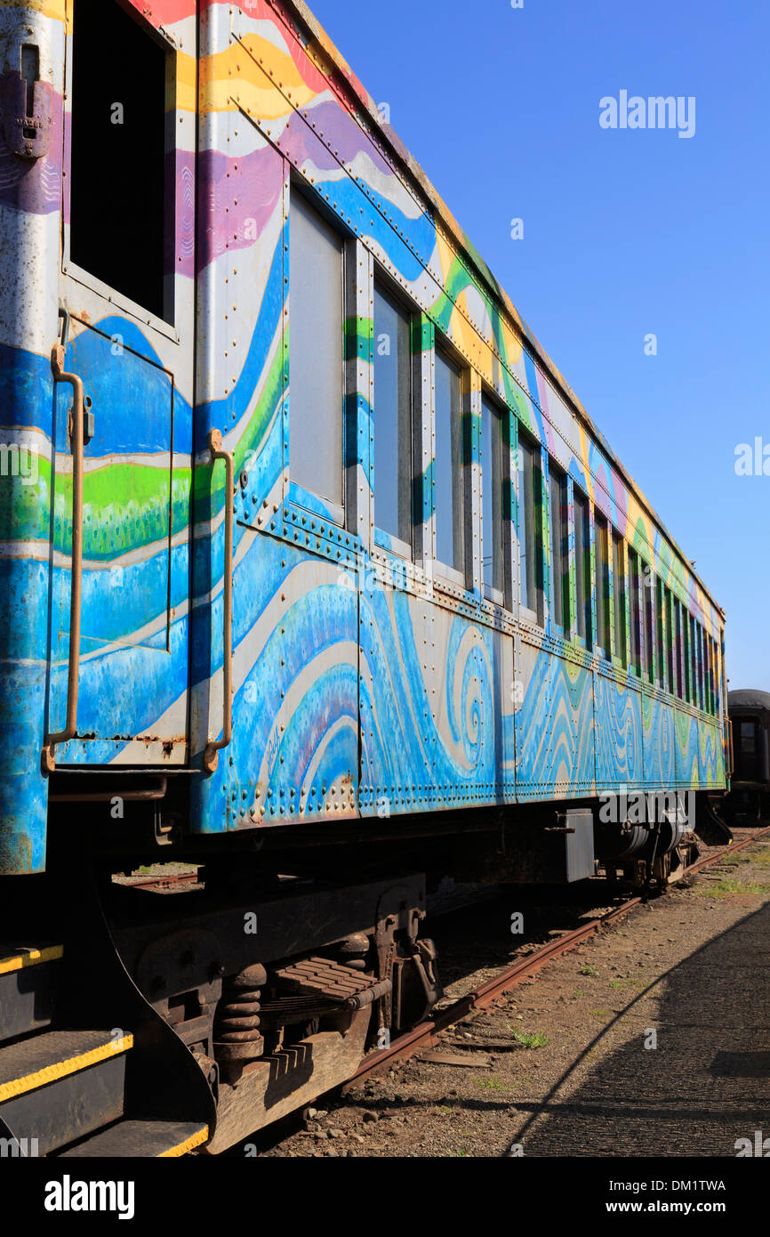 Skunk Train in Fort Bragg,Mendocino County,California,USA Stock Photo