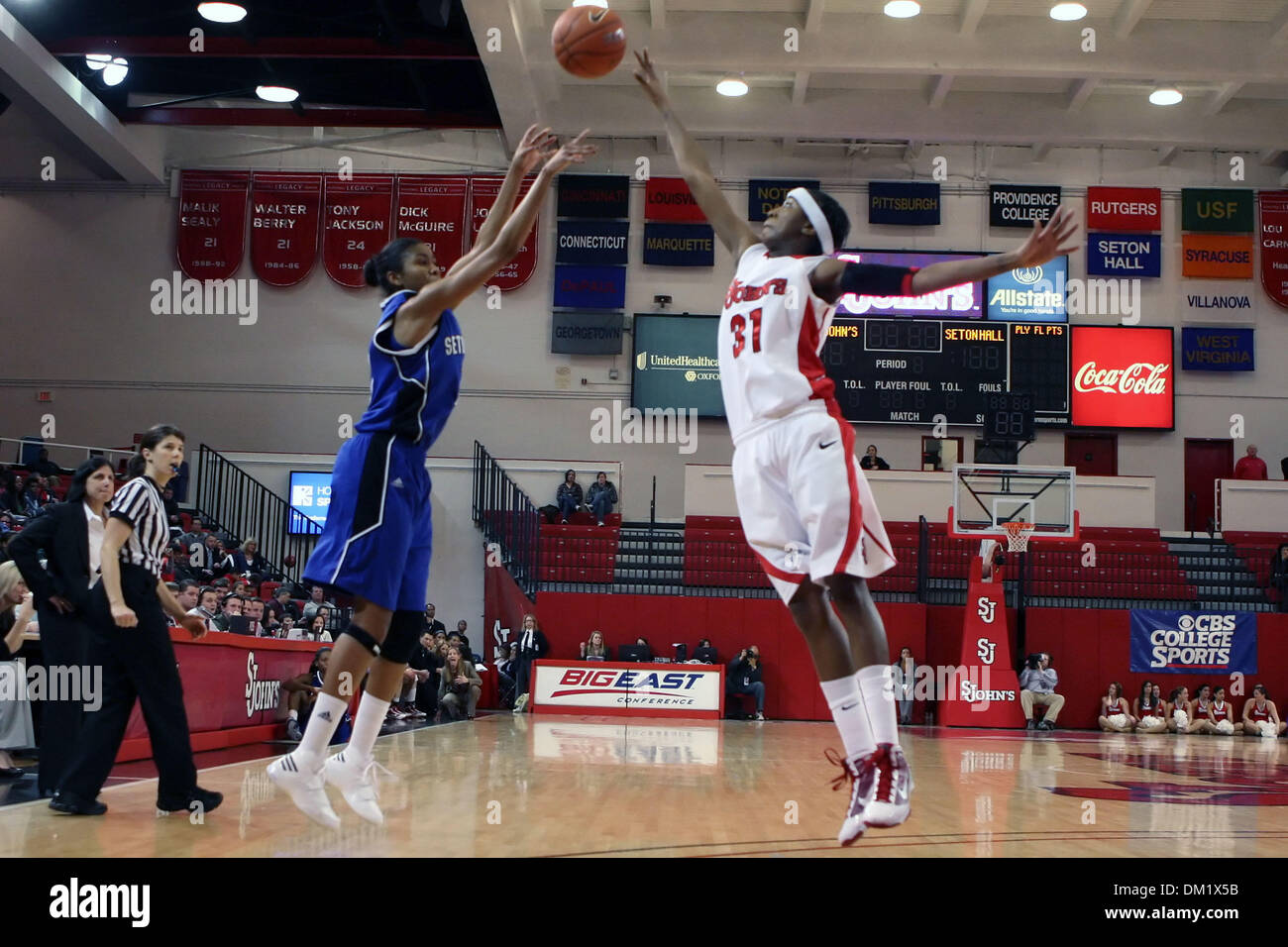 St Johns 31 Shenneika Smith in the air. St Johns defeated Seton Hall