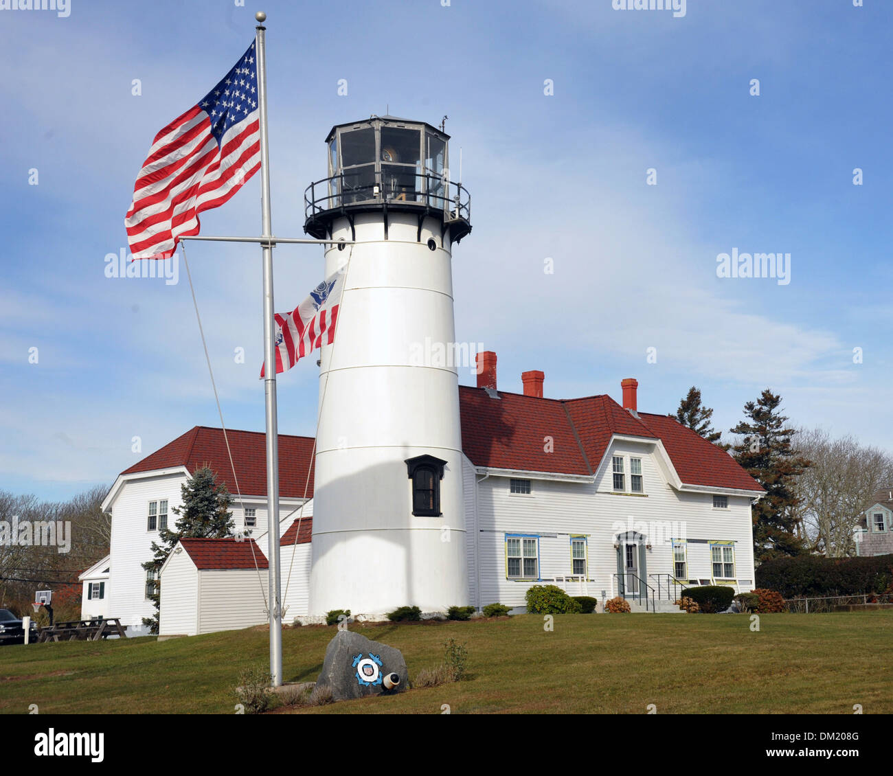 Chatham Light, Chathamlighthouse known as Twin Lights, 1808 second light on Cape Cod, Highland Light, Stock Photo