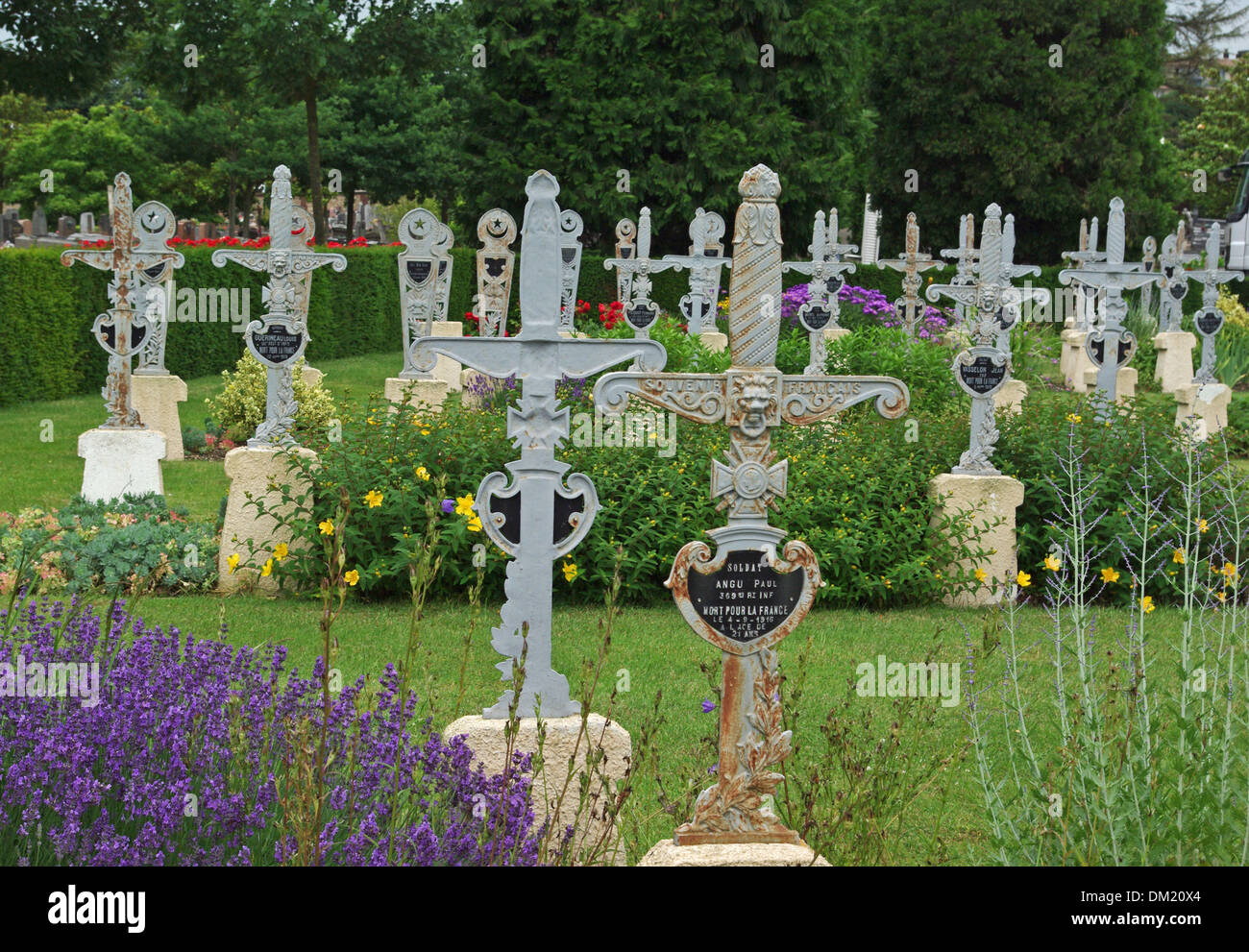 French graves at the WW1 cemetery of Rouen St Sevre, France Stock Photo