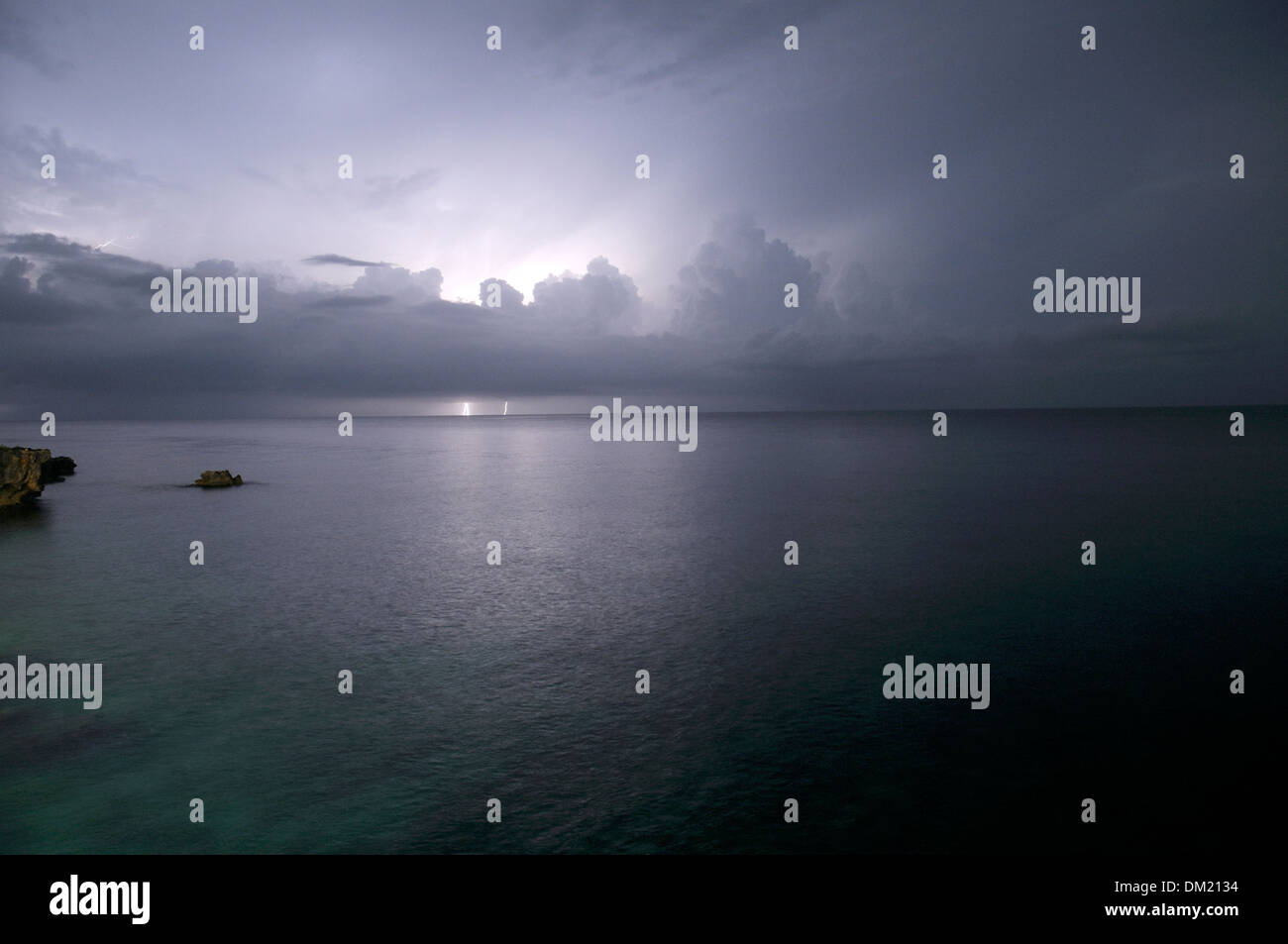 Dramatic Clouds and Lightning over the Sea Viewed from Westside Cliffs