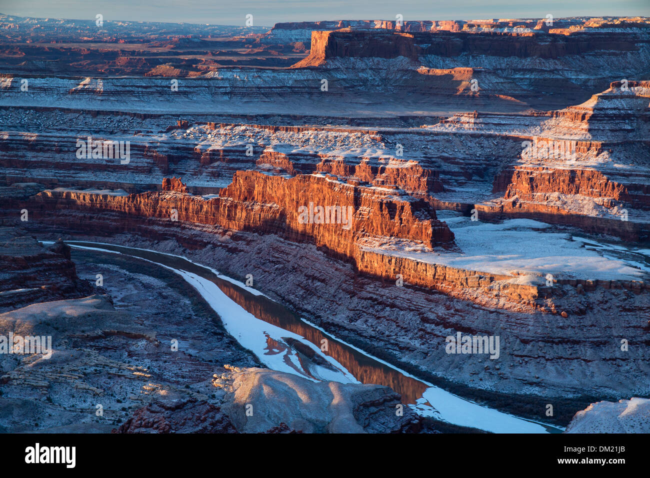 the Colorado Valley from Dead Horse Point at dawn, Utah, USA Stock Photo