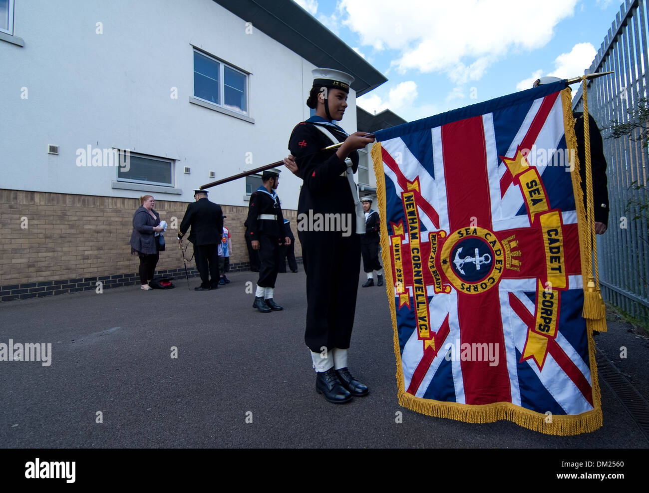 Final Dress rehearsal for a sea cadet of Newham Cornwell VC. Stock Photo