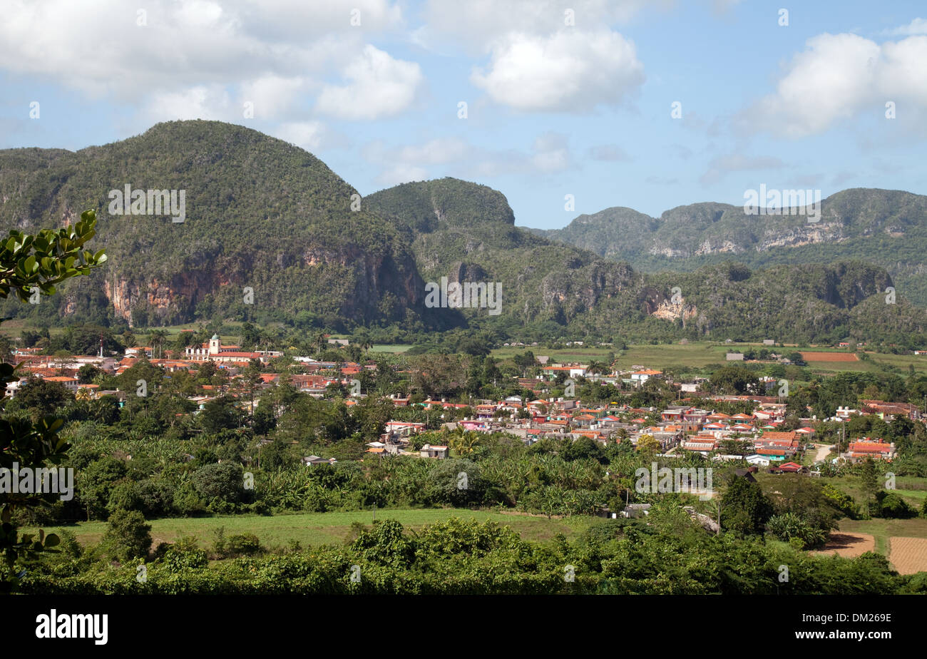 Vinales valley and town, UNESCO World Heritage site, Vinales, Cuba, Caribbean Stock Photo