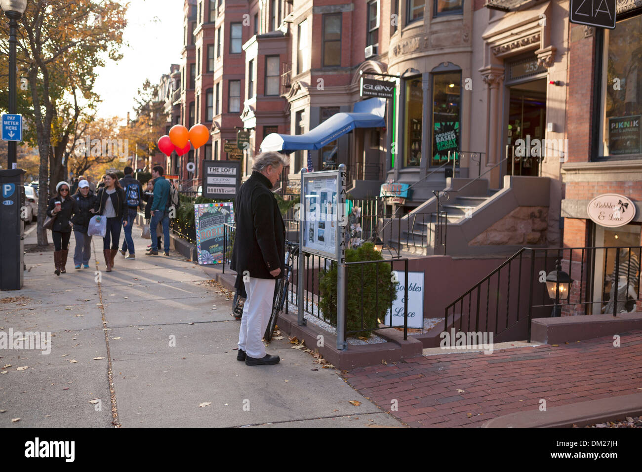 Newbury Street in the Back Bay area of Boston is a vibrant shopping and