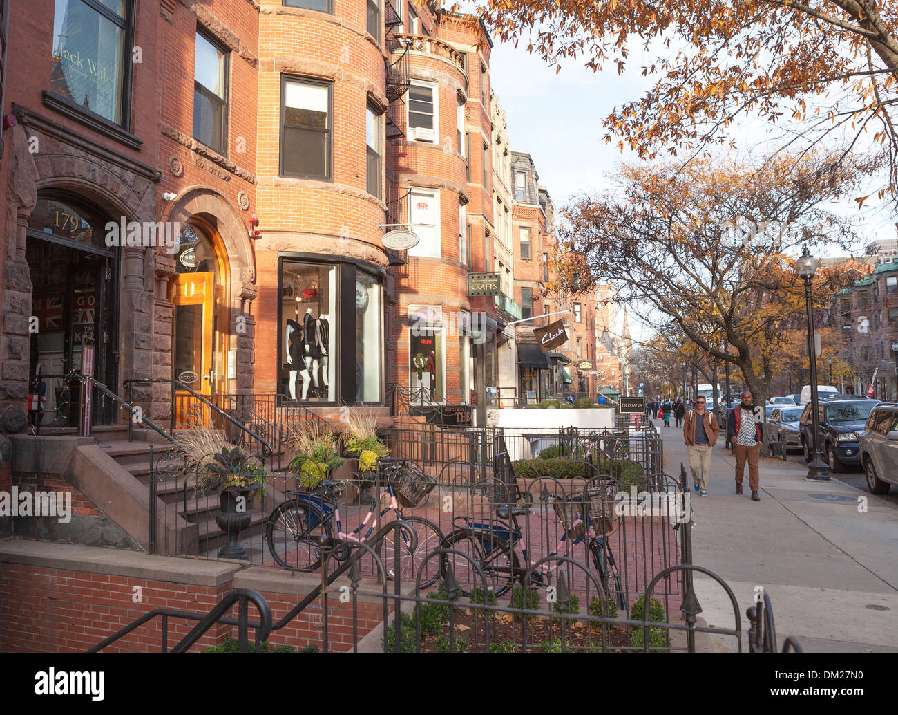 Newbury Street in the Back Bay area of Boston is a vibrant shopping and