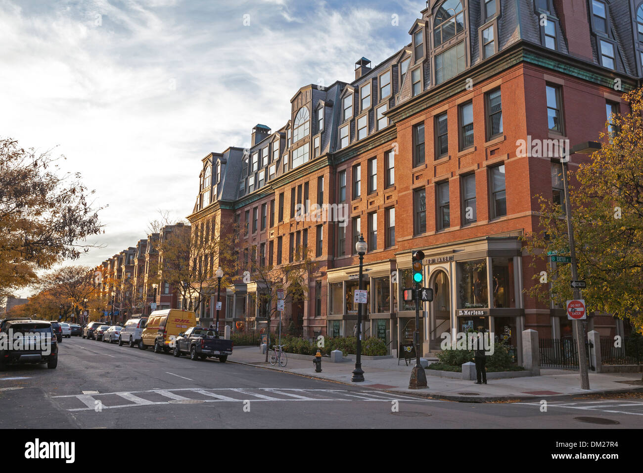 Newbury Street in the Back Bay area of Boston is a vibrant shopping and