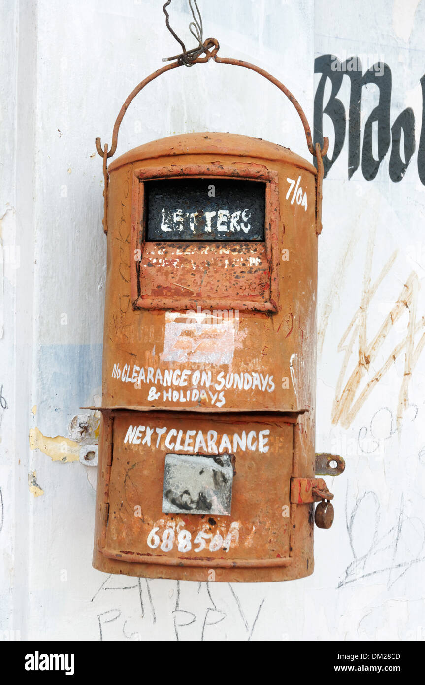 An old rusty post box in India Stock Photo