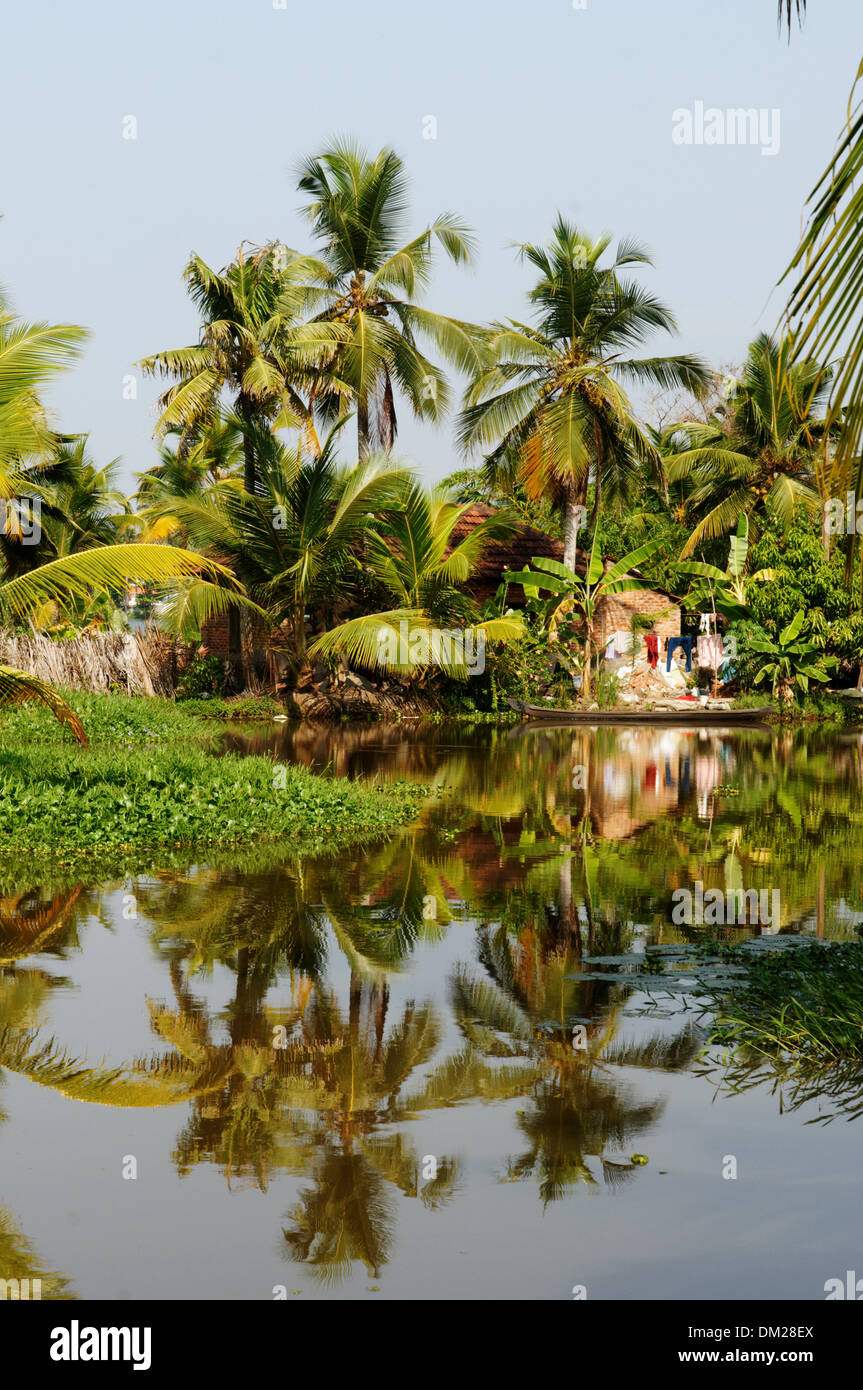 A small house in the Kerala backwaters in India Stock Photo