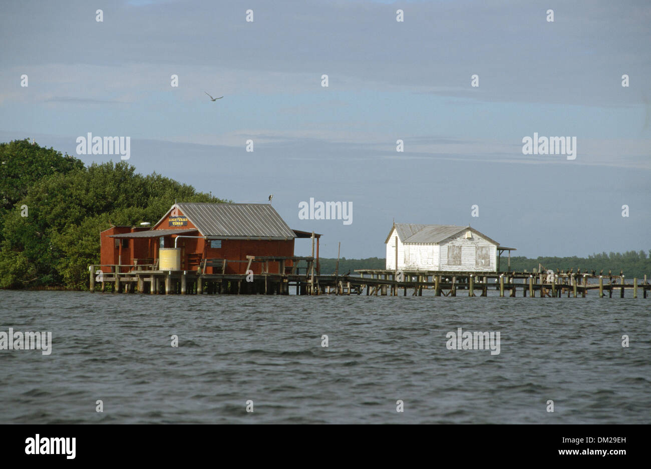 Fishing shacks in Pine Island Sound, Florida Stock Photo Alamy