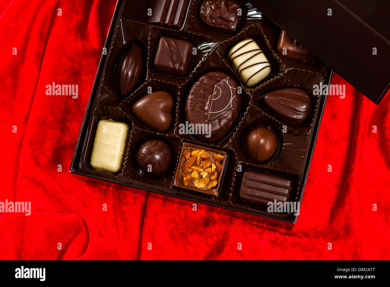 Gourmet chocolates in a square box Stock Photo Alamy