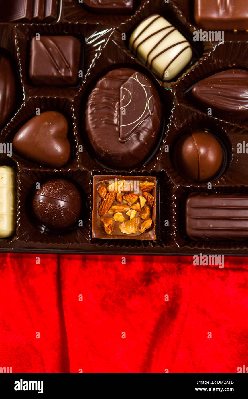 Gourmet chocolates in a square box Stock Photo Alamy
