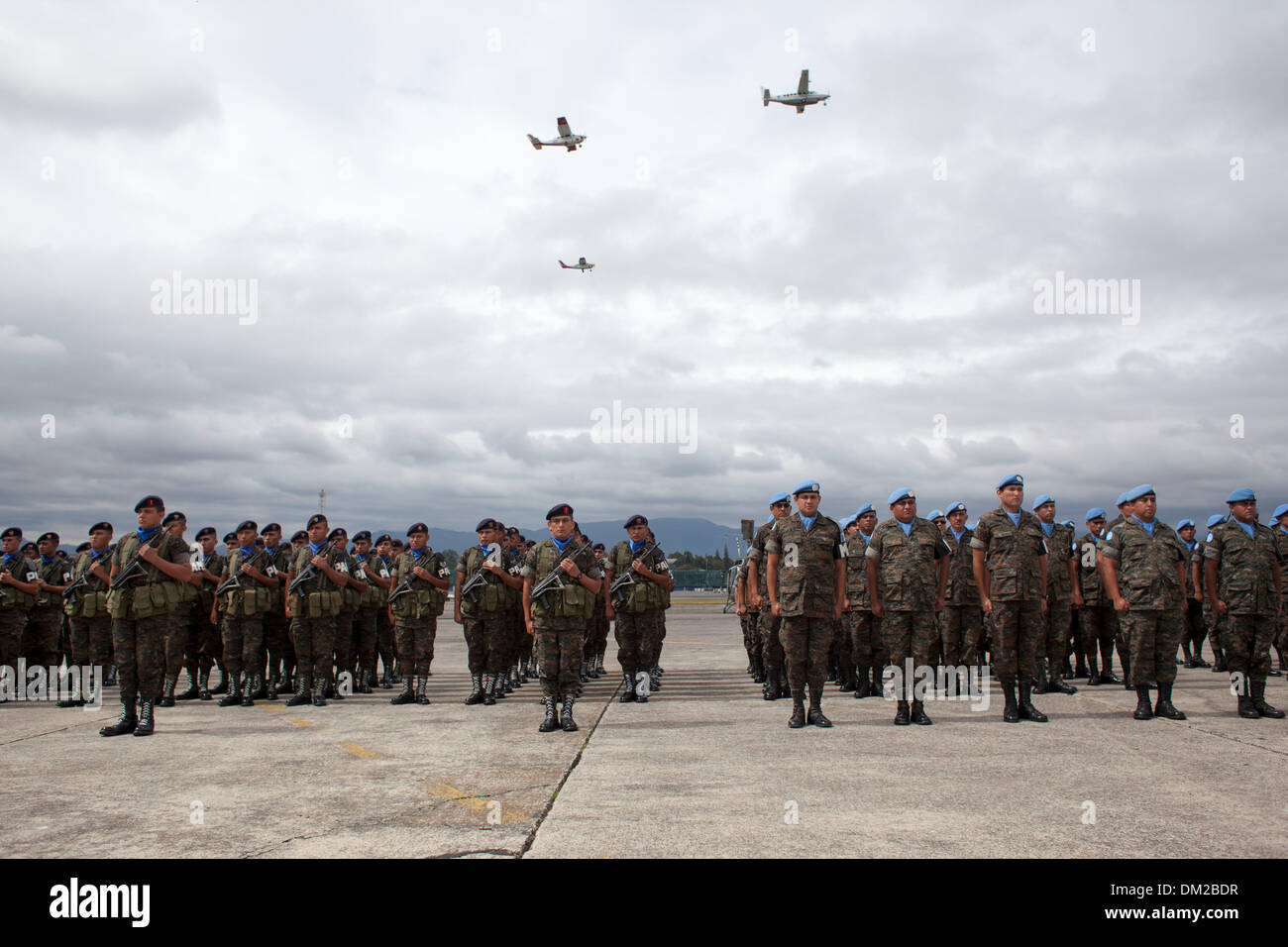 Guatemala City, Guatemala. 10th Dec, 2013. Soldiers of the Guatemalan Army participate in a parade to commemorate the 92nd anniversary of the Guatemalan Air Force, in Guatemala City, capital of Guatemala, on Dec. 10, 2013. Credit:  Luis Echeverria/Xinhua/Alamy Live News Stock Photo