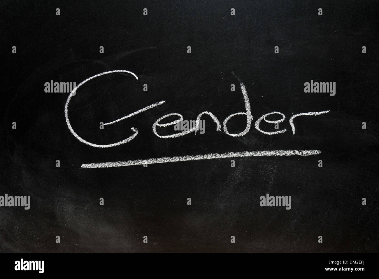 Close up of a blackboard with Gender written on it in chalk. Stock Photo