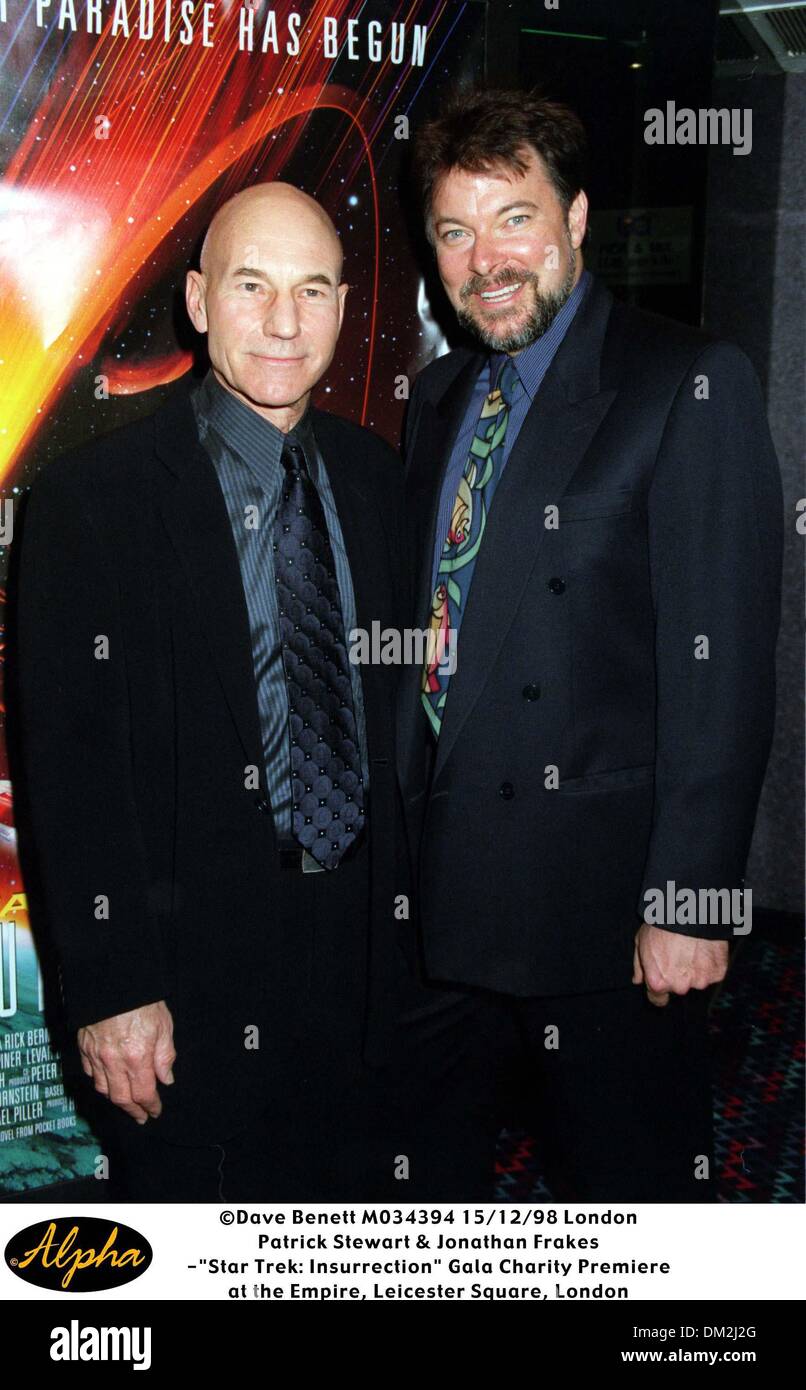 Dec. 15, 1998 - London, Great Britain - Â©Dave Benett M034394 15/12/98 London.Patrick Stewart & Jonathan Frakes.-''Star Trek: Insurrection'' Gala Charity Premiere.at the Empire, Leicester Square, London(Credit Image: © Globe Photos/ZUMAPRESS.com) Stock Photo