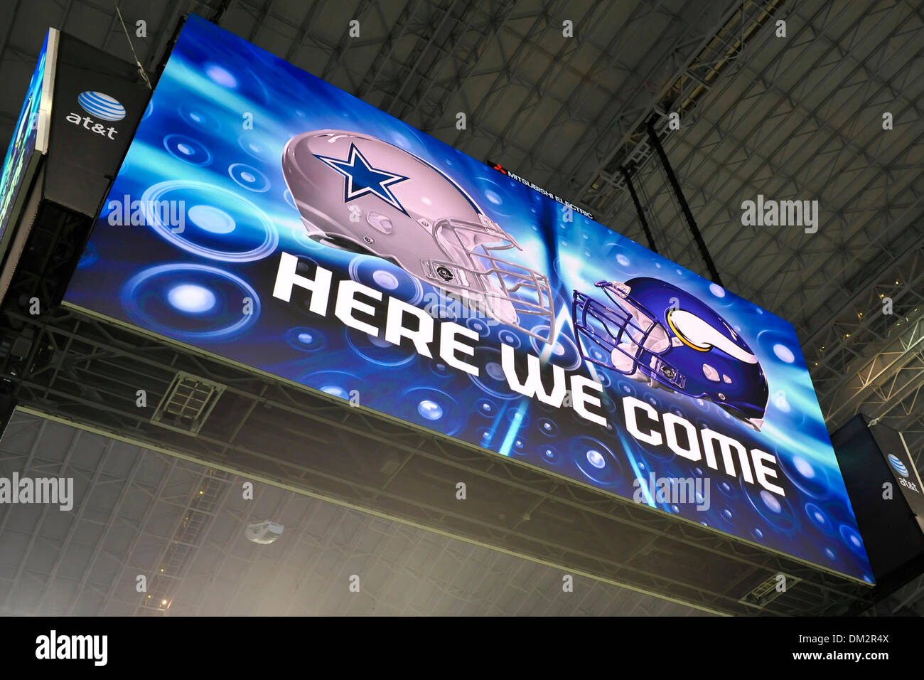 The scoreboard seconds before the end of the game in second half action in the NFL - NFC Playoffs football game between the Philadelphia Eagles and Dallas Cowboys at Cowboys Stadium in Arlington, Texas.  Cowboys defeats the Eagles, 34-14. (Credit Image: © Steven Leija/Southcreek Global/ZUMApress.com) Stock Photo