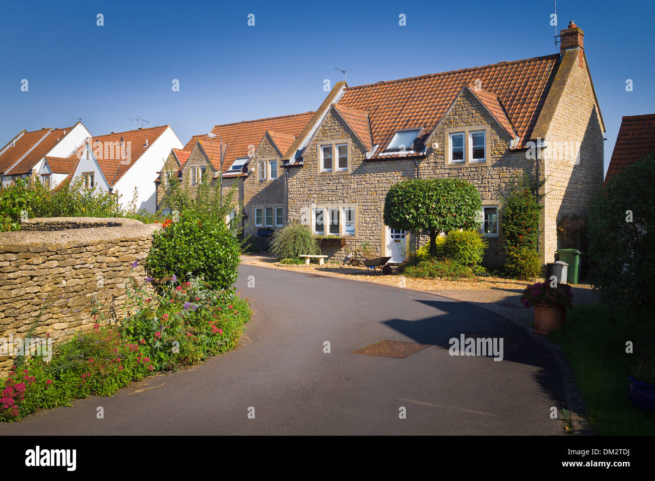 New houses in a Wiltshire village called Kington St Michael UK Stock