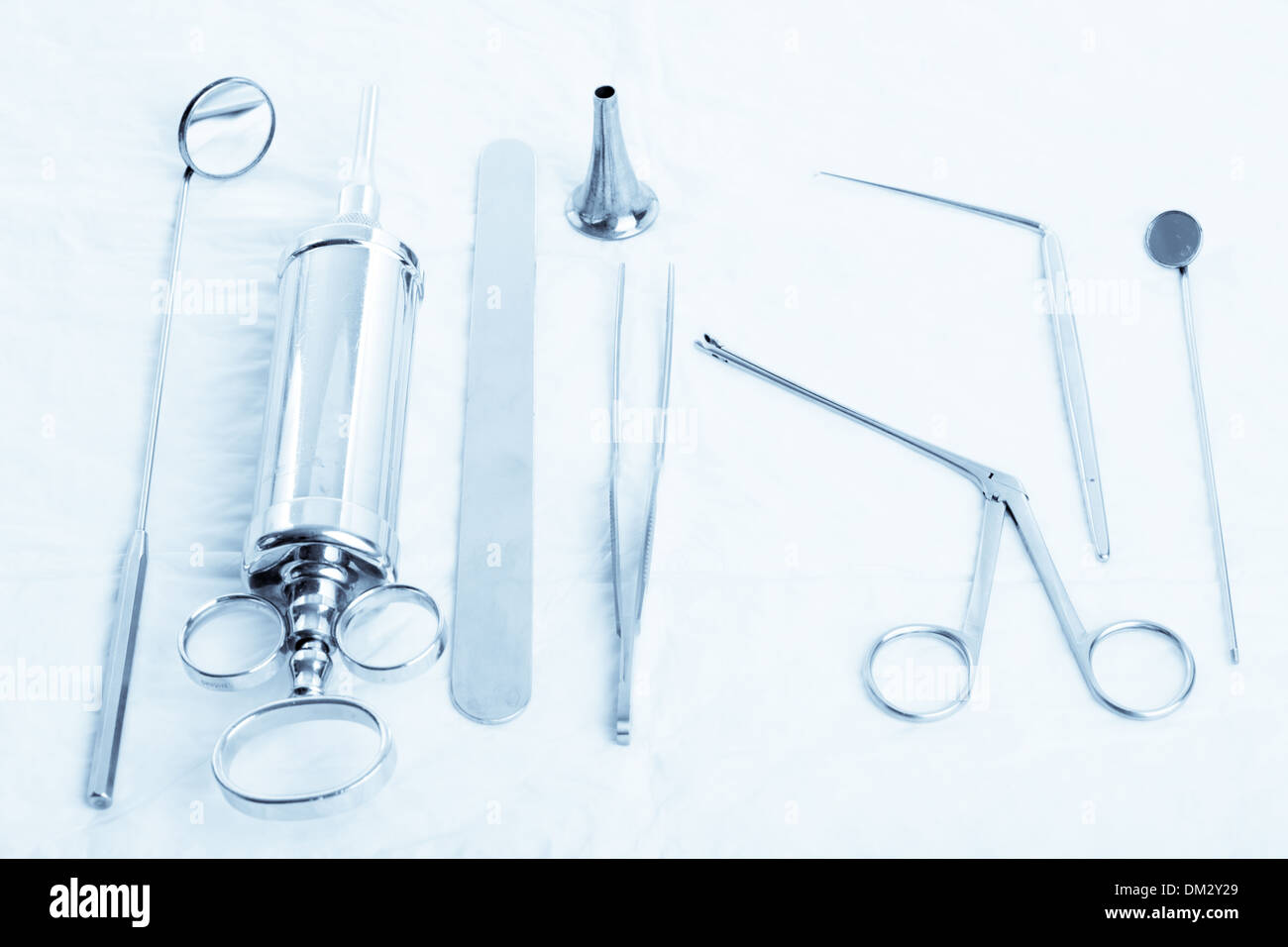 Medical instruments for ENT doctor on white Stock Photo - Alamy