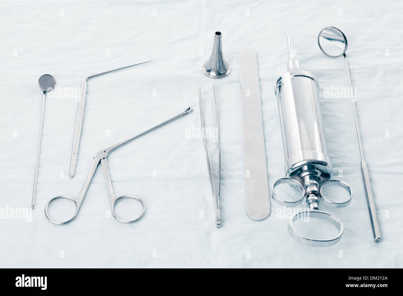 Medical instruments for ENT doctor on white Stock Photo Alamy