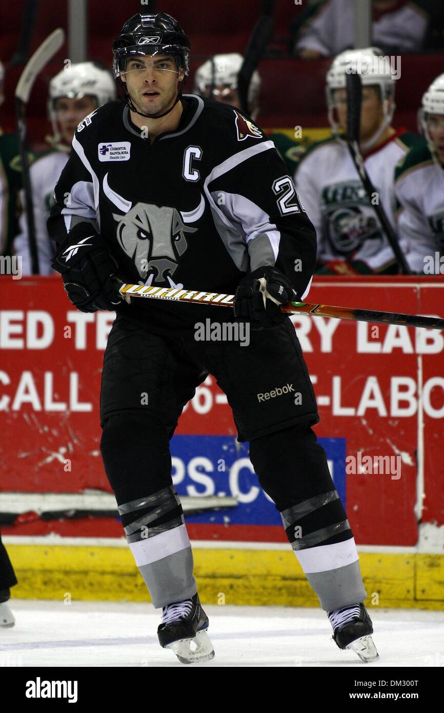San Antonio Rampage Left Wing Jeff Hoggan (22) at center ice waiting