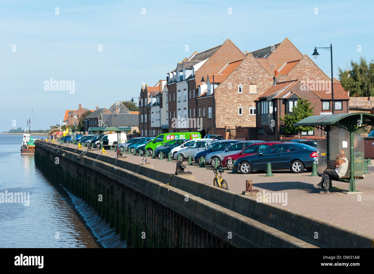 The South Quay at King's Lynn looking north towards the estuary of the River Great Ouse. Stock Photo