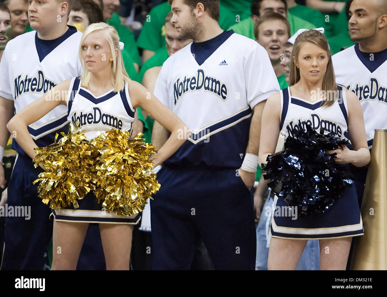 Notre Dame cheerleaders during game action between the Notre Dame Fighting  Irish and the Syracuse Orange at the Purcell Pavilion at the Joyce Center  in South Bend, Indiana. Syracuse defeated Notre Dame