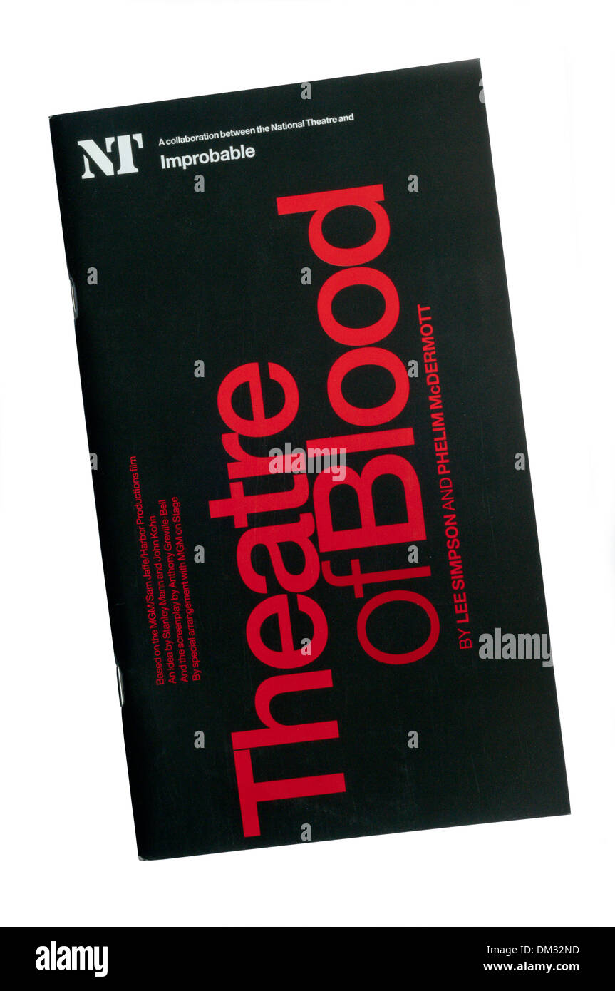 Programme for Improbable Theatre 2005 production of Theatre of Blood by Lee Simpson and Phelim McDermott at LytteltonTheatre. Stock Photo
