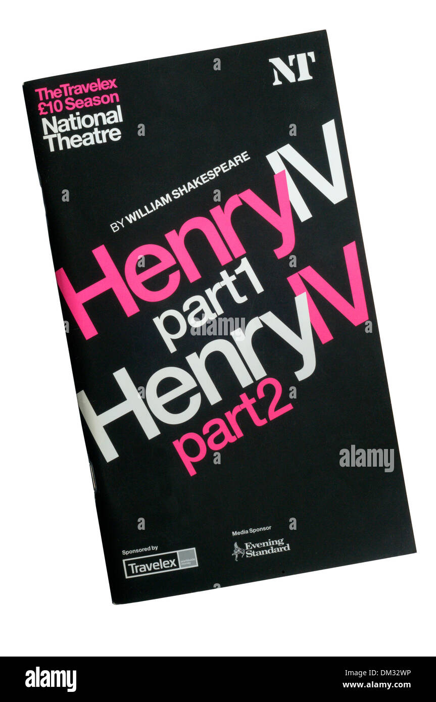 Programme for 2005 production of Henry IV Parts 1 and 2 by William Shakespeare at the Olivier Theatre. Part of Travelex Season. Stock Photo
