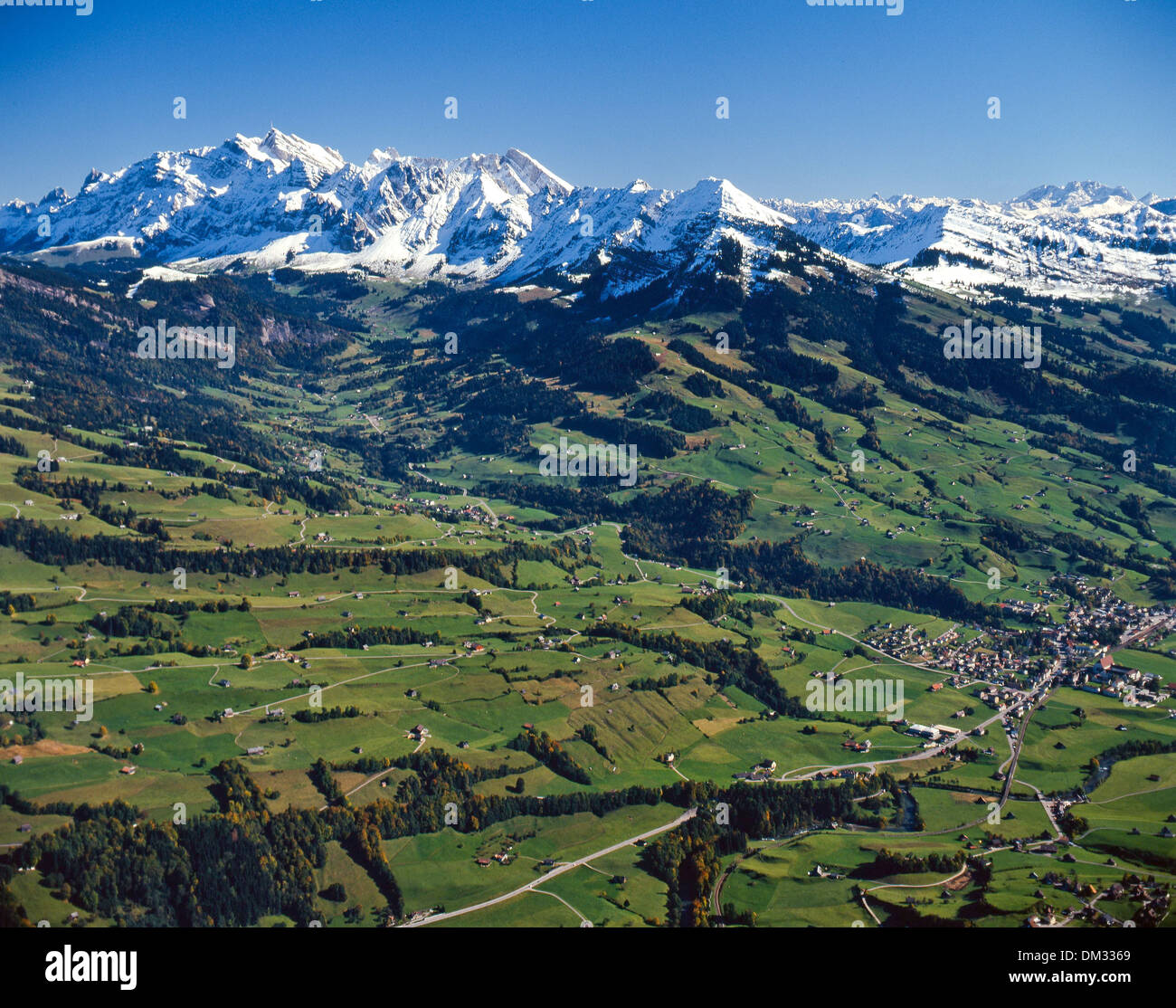 Switzerland Europe Mountain Toggenburg Mountains Village Aerial Canton 