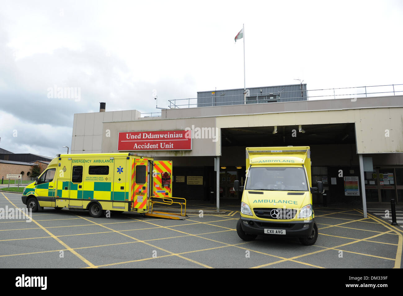 The a&e / accident unit of Ysbyty Gwynedd Hospital in Bangor Stock