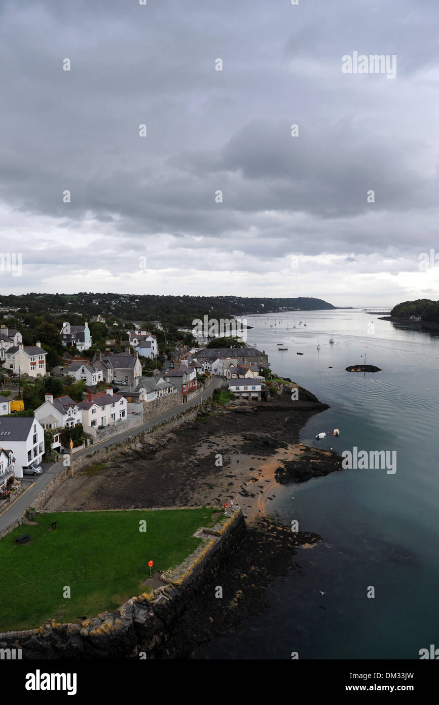 Views of Angelsey in North Wales from the Menai Bridge, Stock Photo
