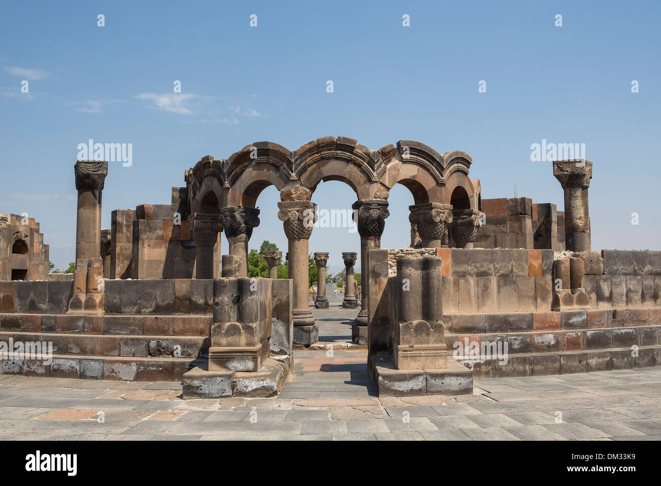 Armenia, South Caucasus, Caucasus, Eurasia, Temple, world heritage, Unesco, site, Zvartnots, arches, hall, ruins Stock Photo