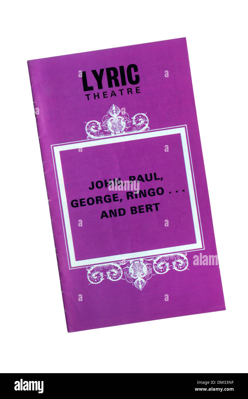 Programme for the 1974 production of John, Paul, George, Ringo . . . and Bert by Willy Russell, at the Lyric Theatre. Stock Photo