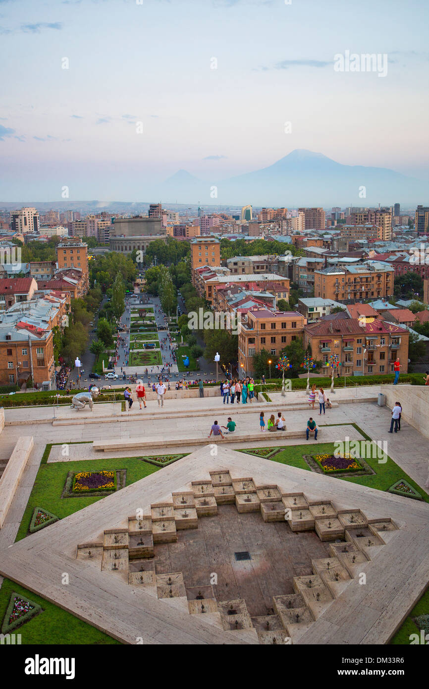 Armenia South Caucasus Caucasus Eurasia Cascade Complex Yerevan Ararat mountain city downtown mountain skyline terrace Stock Photo