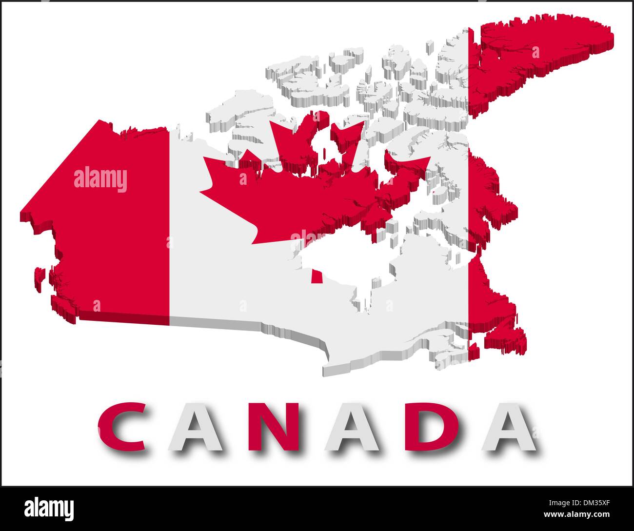 Canada territory with flag texture. Stock Vector