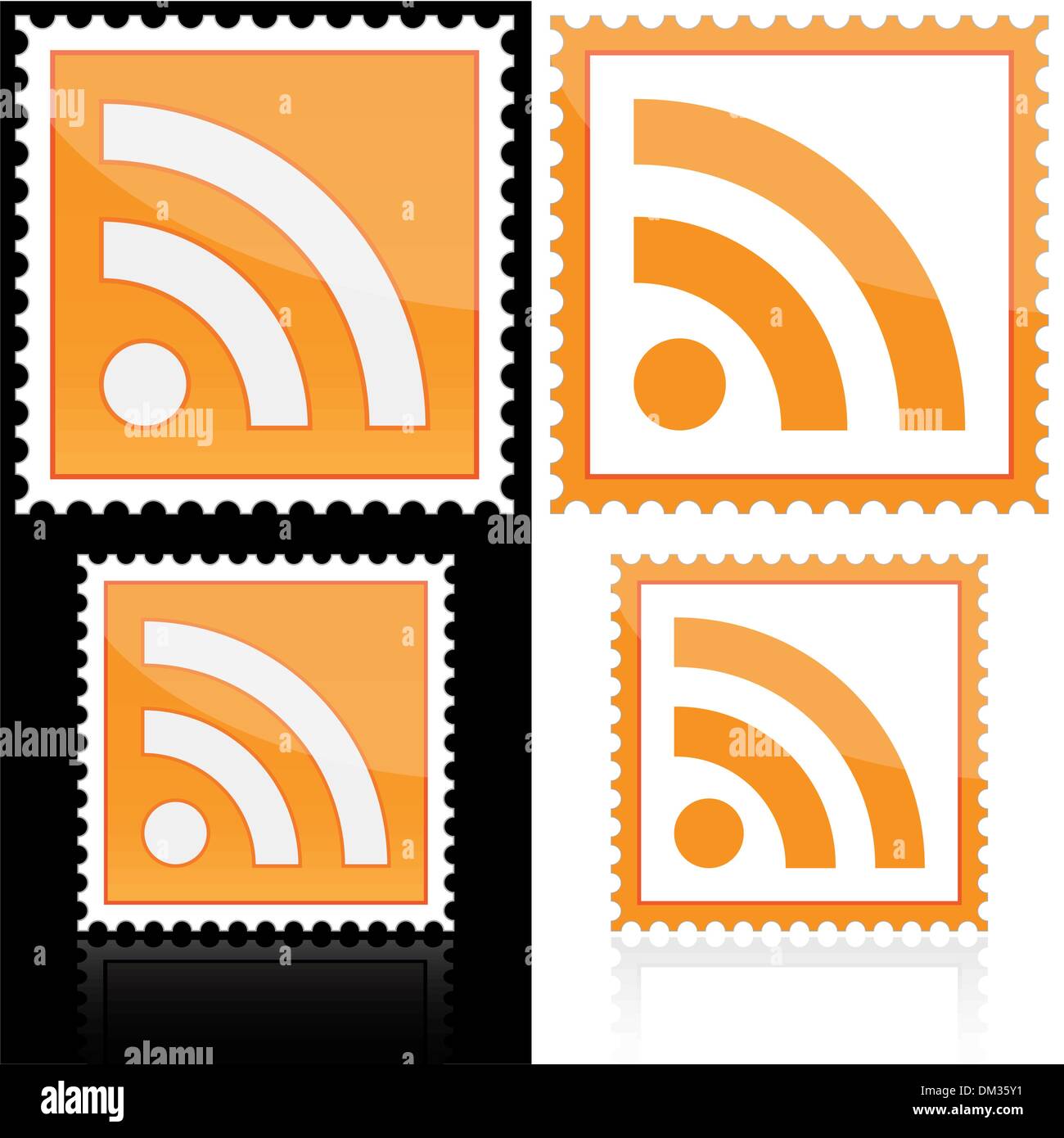 Postage with RSS icon Stock Vector