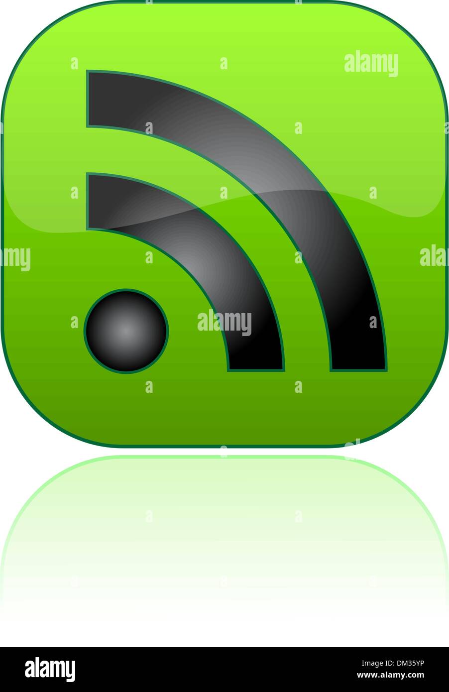 Glossy RSS green vector button Stock Vector