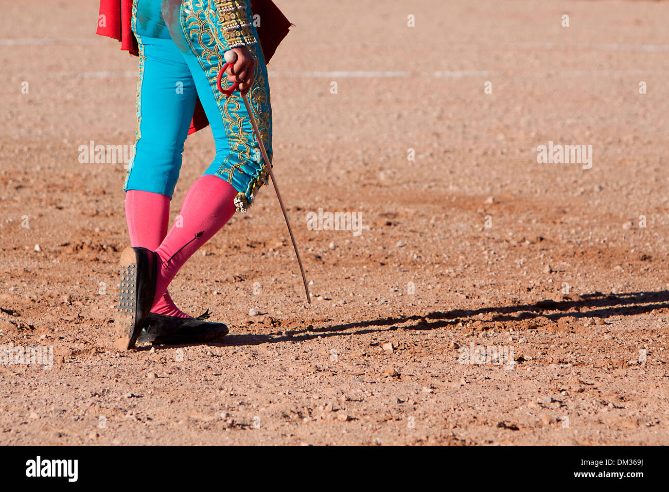 Bullfighting walking on the sand with his sword, Spain Stock Photo