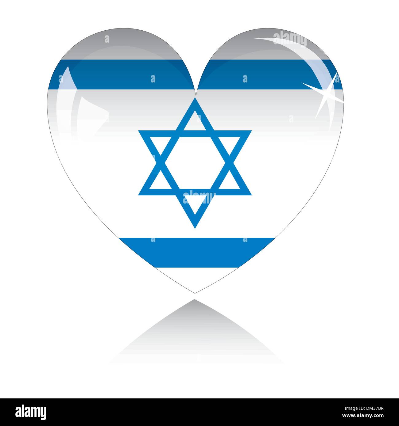 Vector heart with Israel flag texture isolated on a white. Stock Vector