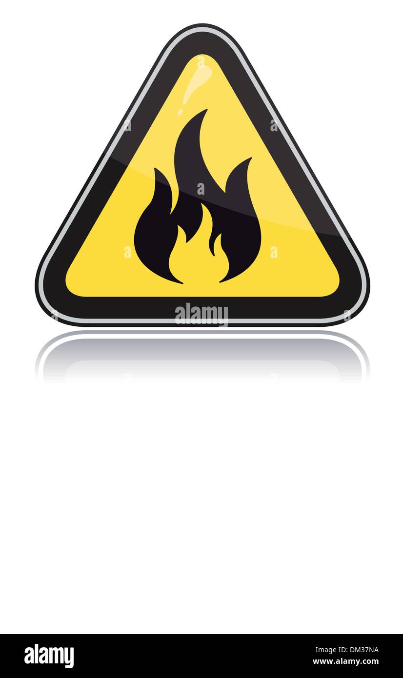 Yellow triangular warning sign. Attention flammable Stock Vector Image ...
