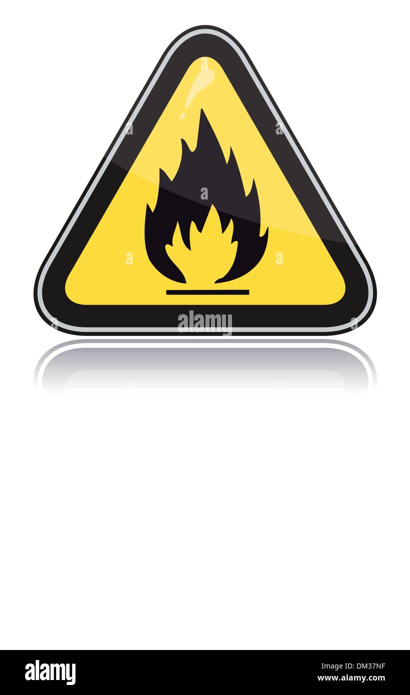Yellow triangular warning sign. Attention flammable Stock Vector Image ...