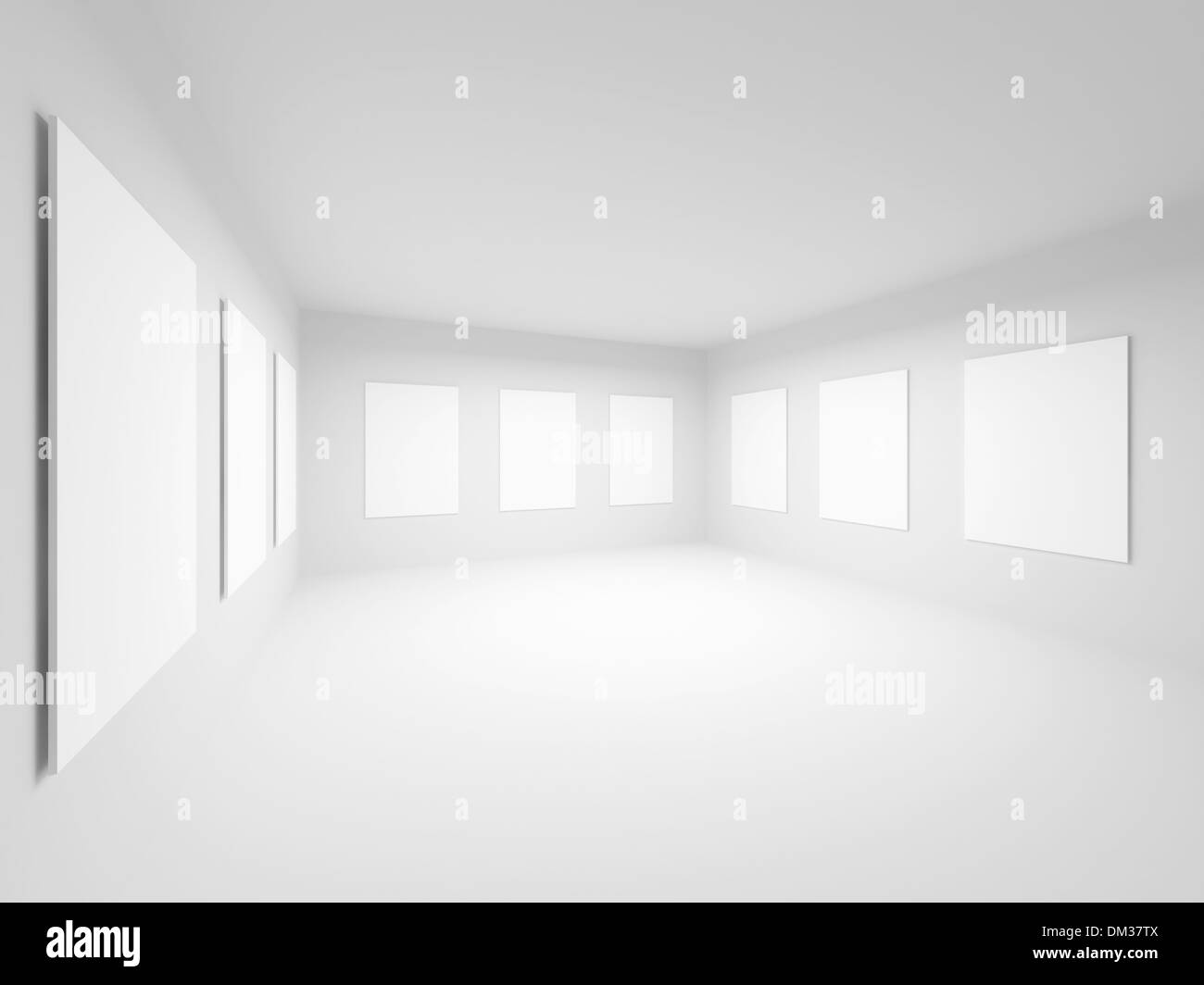 Empty white art gallery hall interior. Abstract 3d illustration Stock Photo